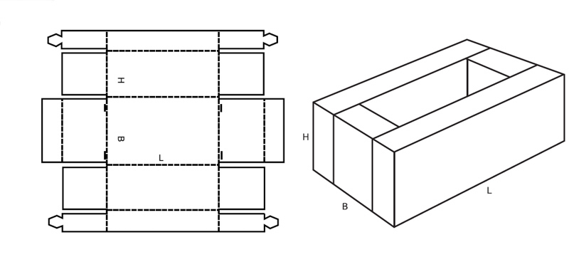 Krempelverpackung Fefco 0431 technische Zeichnung